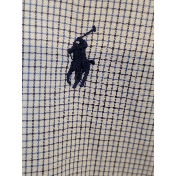 Ralph Lauren Button Down Dress Shirt Size 16.5 Long Sleeve Blue Check - Picture 5 of 5